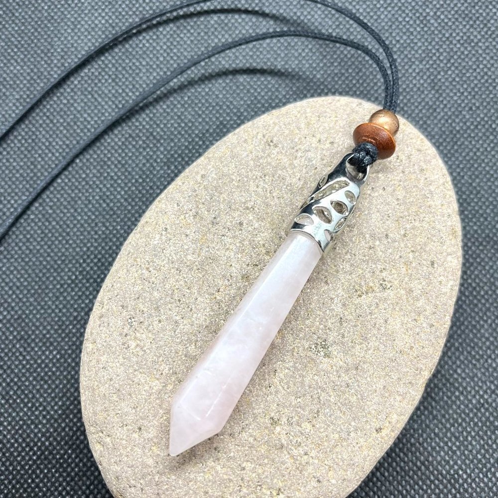Rose Quartz Crystal Point Necklace | Handmade